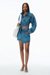 Alexander Wang deep blue distressed denim wrap skirt