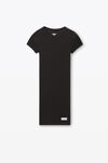 Alexander Wang black short sleeve loungewear dress in ribbed cotton jersey