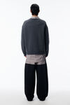 Alexander Wang dark grey melange 铆钉装饰菱格纹圆领套头衫