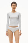 alexander wang long-sleeve tee in ribbed cotton heather grey