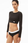 Alexander Wang black cropped long-sleeve tee in ribbed cotton jersey
