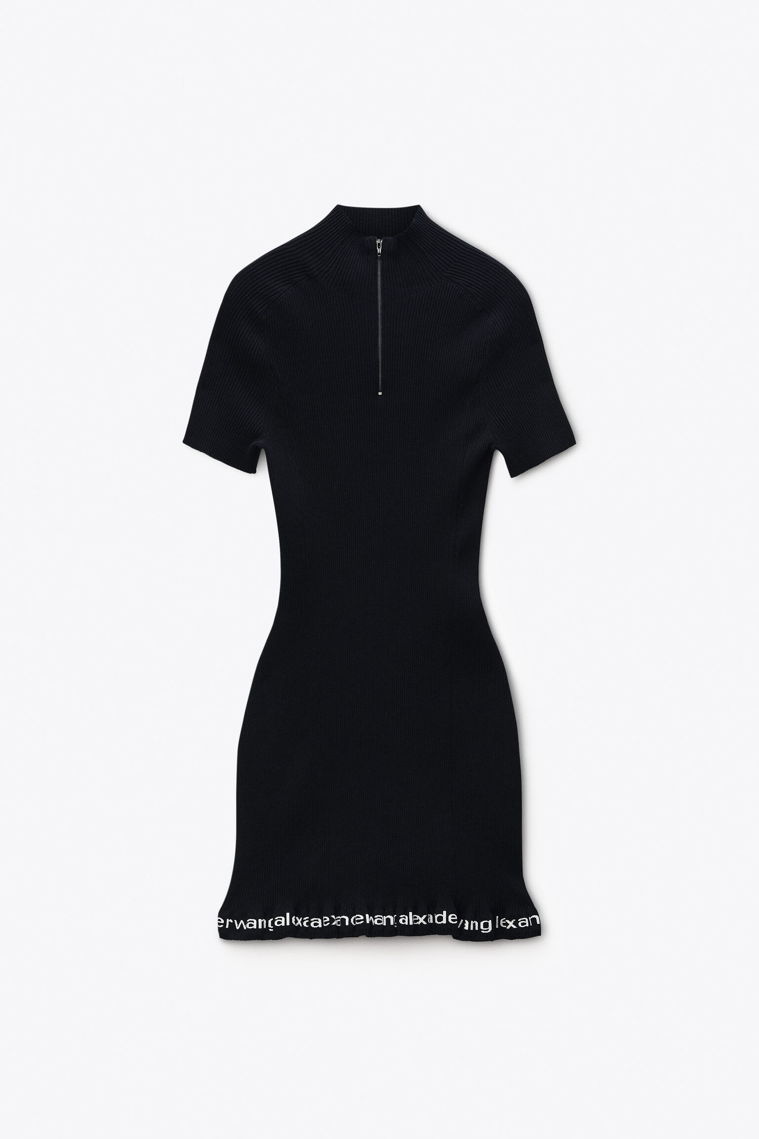 Ribbed Short-Sleeve Dress in BLACK | alexanderwang