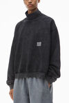 Alexander Wang acid black unisex high neck sweatshirt in dense fleece