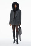 Alexander Wang charcoal クリアビーズ ホットフィックス ウールツイル オーバーサイズ ボクシーブレザー