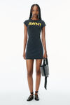Alexander Wang washed black graphic logo minidress