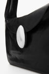 alexander wang dome medium hobo bag in crackle patent leather black