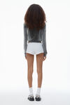 Alexander Wang washed feather shrunken zip-up hoodie in crushed velour