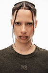 alexander wang puff logo shrunken tee in glitter jersey army green