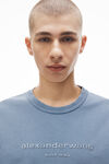 Alexander Wang washed vintage blue 棉质长袖闪光徽标t恤