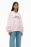 Alexander Wang lt pink bleach out “love our customers”字样运动衫