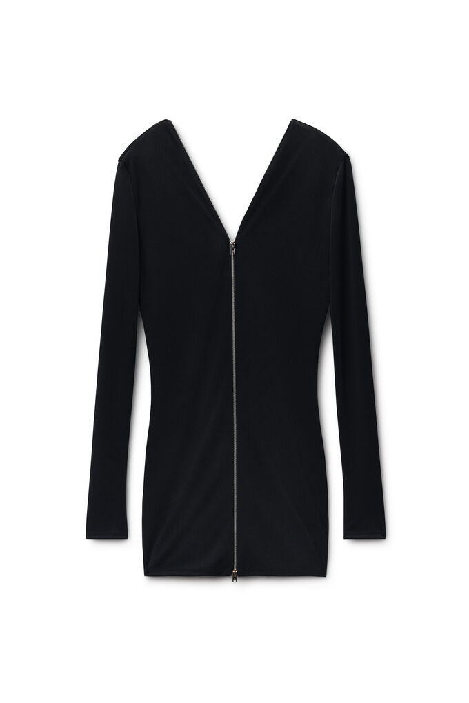 Alexander Wang Black Continuous Zipper V-neck Mini Dress