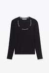 alexander wang logo jacquard top in stretch knit black