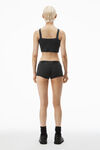Alexander Wang washed black boy-shorts aus baumwollstretch in waffelstrick