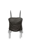 Alexander Wang black ruched cami top in crystal hotfix