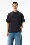 Alexander Wang washed black bean 水洗灰色平纹针织徽标长袖 t 恤