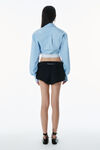 Alexander Wang oxford blue/white cropped shirt in organic cotton with logo elastic