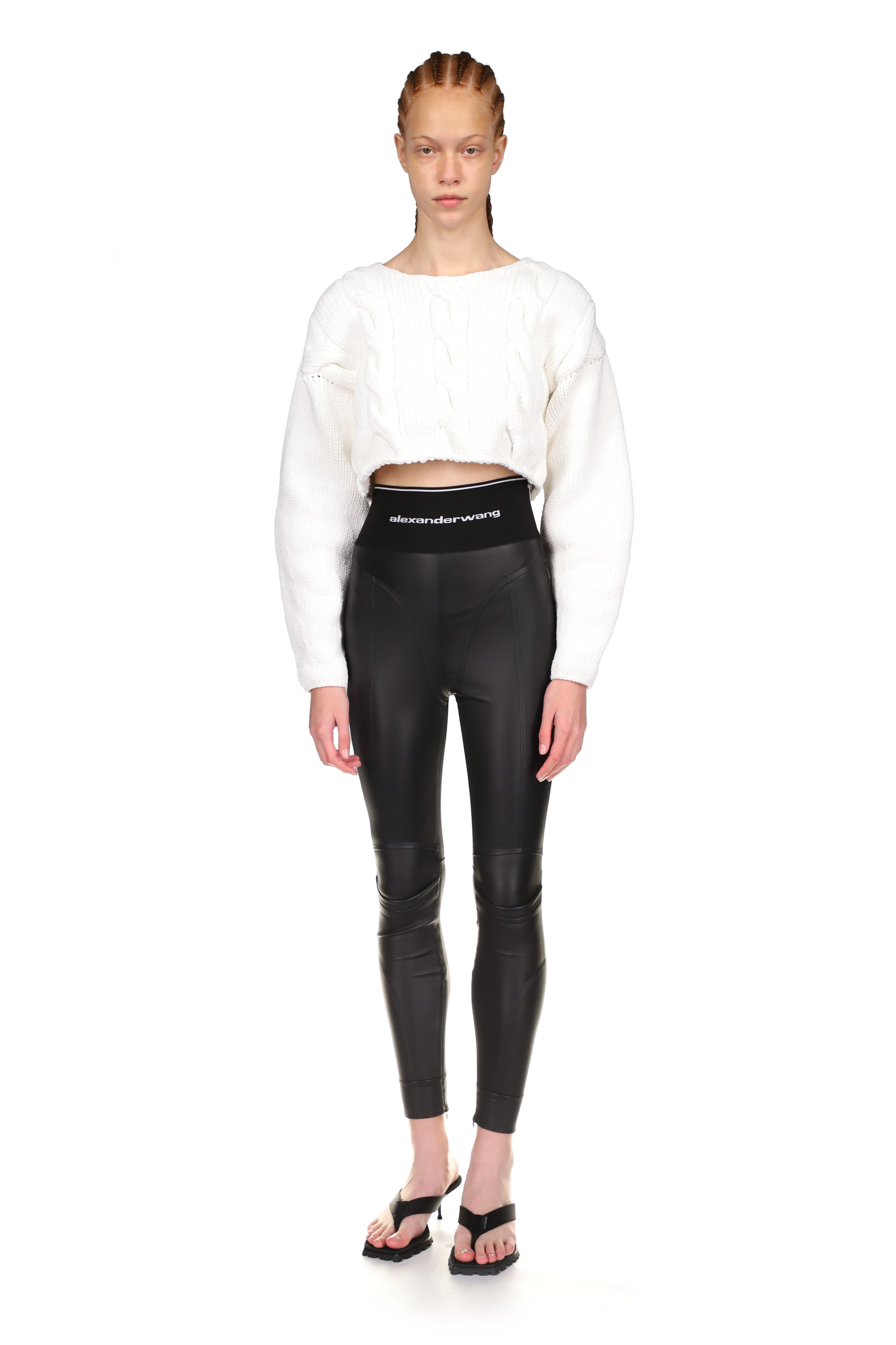 LOGO ELASTIC LEGGING IN LEATHER BLACK 