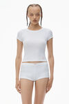 Alexander Wang white crystal hotfix scoop neck tee