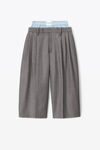 alexander wang jupe-culotte ajustée superposée en laine mélangée grey