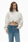 CROPPED MOCKNECK SWEATSHIRT WITH EMBROIDERY