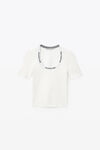 alexander wang jacquard logo tee in stretch knit soft white