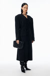 Alexander Wang black/charcoal collarless coat in double tweed wool