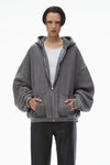 Alexander Wang washed granite oversize star logo-print zip-up hoodie