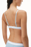 alexander wang triangle bra in ribbed jersey blue pearl