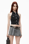 Alexander Wang grey aged halter top in comfort stretch denim