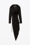 alexander wang asymmetrical drape dress in sheer jersey black