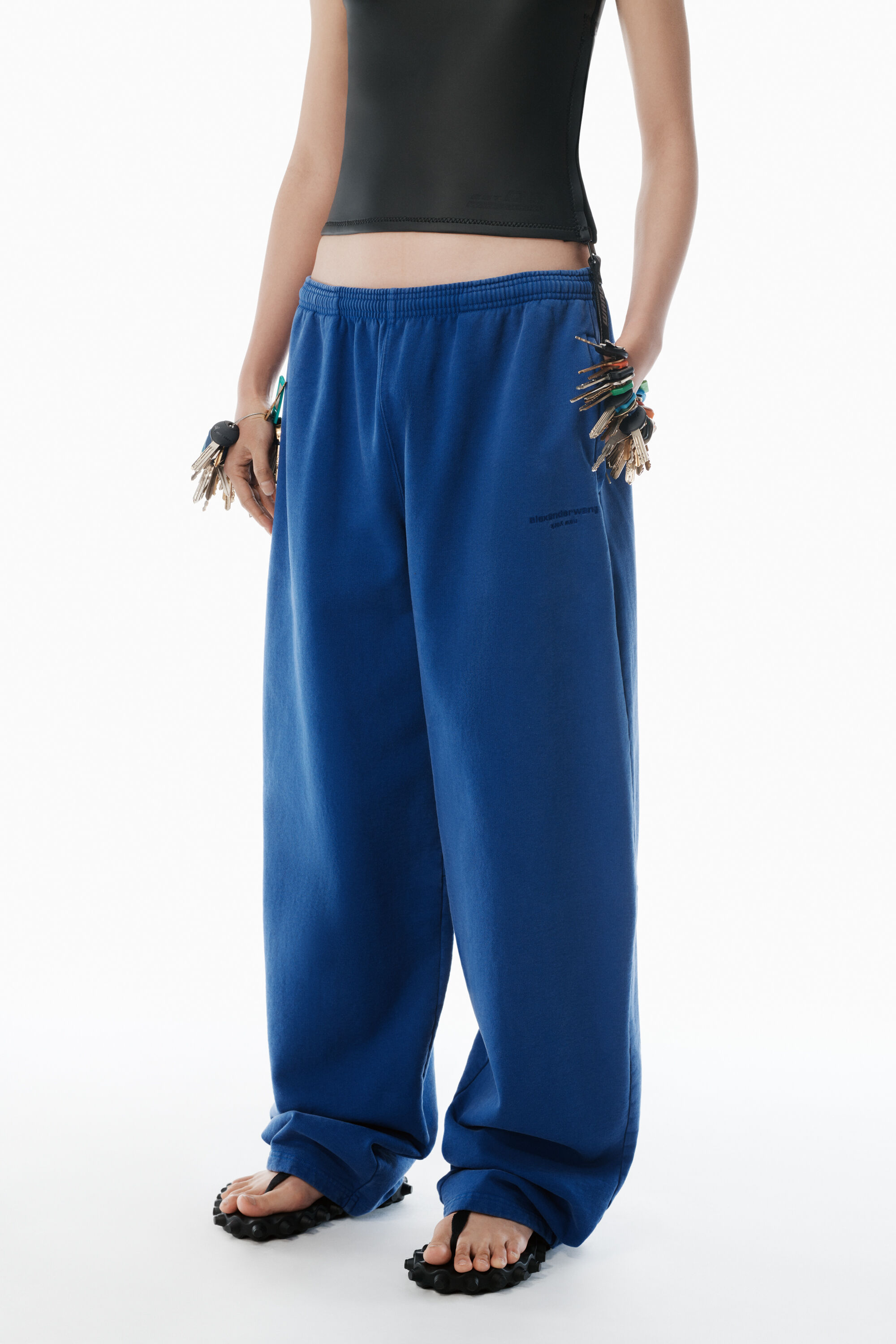 Blue Wide-Leg Sweatpants in WASHED SCUBA BLUE | alexanderwang®