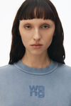 alexander wang puff logo sweatshirt in terry soft bluestone