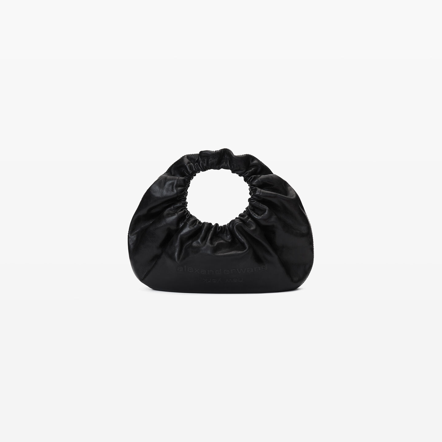 Alexander Wang Crescent Small Crackle Patent Leather Handle Bag W/logo In Black