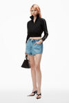 Alexander Wang vintage light indigo short de jogging marathon bouffant en jean avec logo en relief