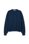 Alexander Wang navy rippstrick-pullover mit logo-prägung