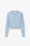 Alexander Wang sky blue logo cropped cardigan in superfine merino