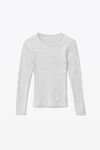 Long-Sleeve Tee in Ribbed Cotton Jersey