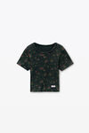 Alexander Wang washed black multi 花卉图案罗纹棉质婴儿 t 恤
