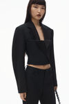 Alexander Wang black blazer corto doppiopetto in stile smoking