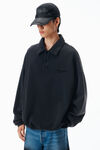 Alexander Wang washed black long sleeve polo in cotton oversized