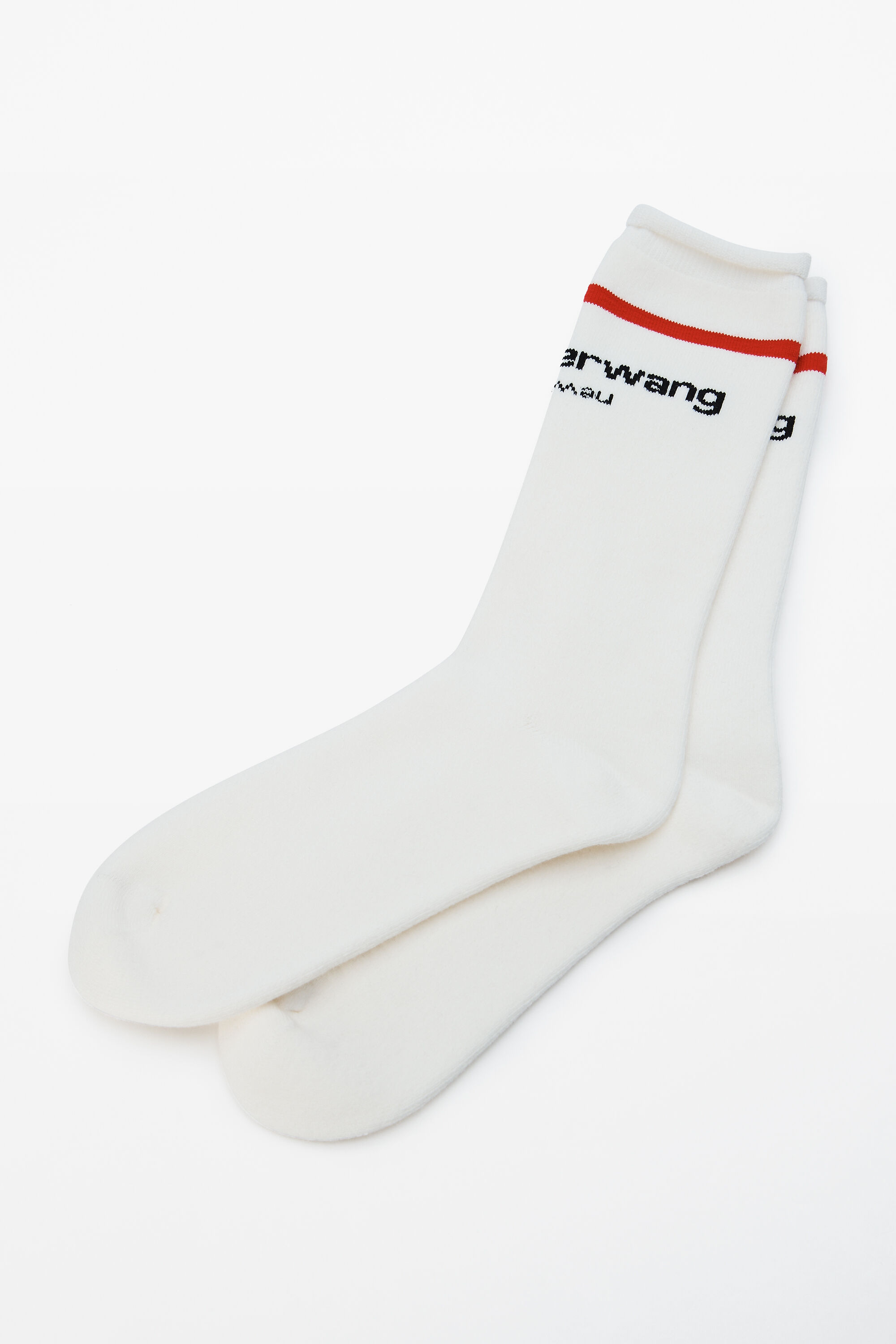 Logo Sock in Cotton Terry in WHITE | alexanderwang®