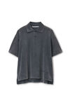 Alexander Wang vintage grey 棉质平纹针织布男士短袖 polo t 恤