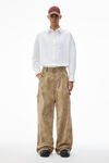 Alexander Wang weathered tan rounded carpenter jeans with weathered flocking