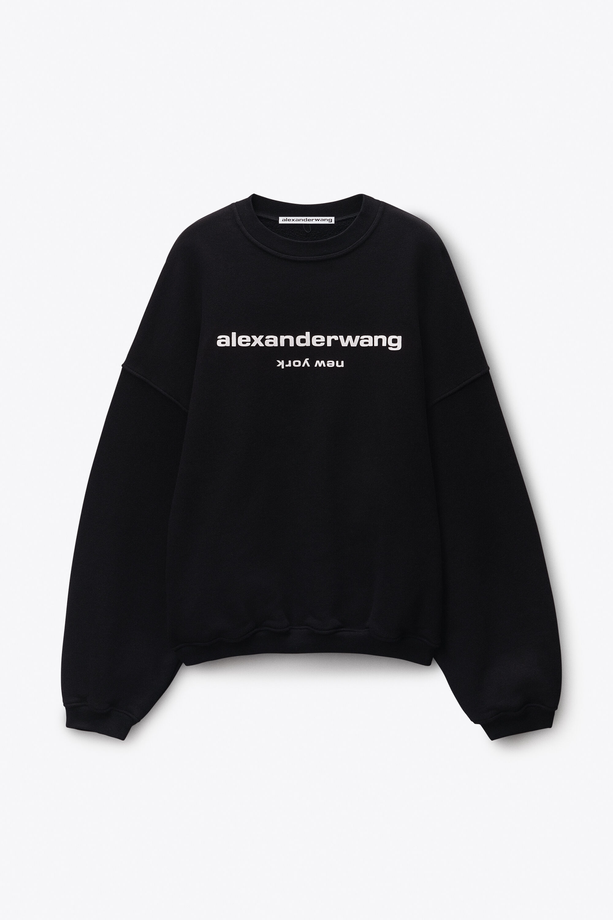 Black Cotton Terry Hoodie with Crystal Hotfix Drawcord in BLACK