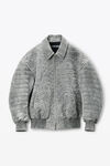 Alexander Wang black embroidered bomber jacket in lambskin