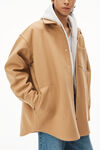 alexander wang oversized shirt jacket in melton wool camel