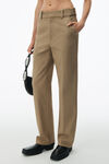 alexander wang straight leg pant in cotton twill khaki