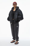alexander wang sweatpant in acid wash dense fleece acid black