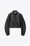 Alexander Wang black 黑色光面皮革短款机车夹克
