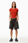 alexander wang short-sleeve tee in ribbed cotton red